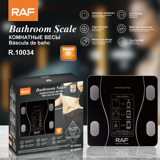 Cântar Electronic RAF din Sticlă Securizată pentru Persoane, Capacitate 180 kg