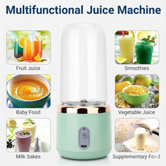 Mini Blender Portabil Electric cu Acumulator, 2 Recipiente, 6 Lame 3D, 400 ml, 40W