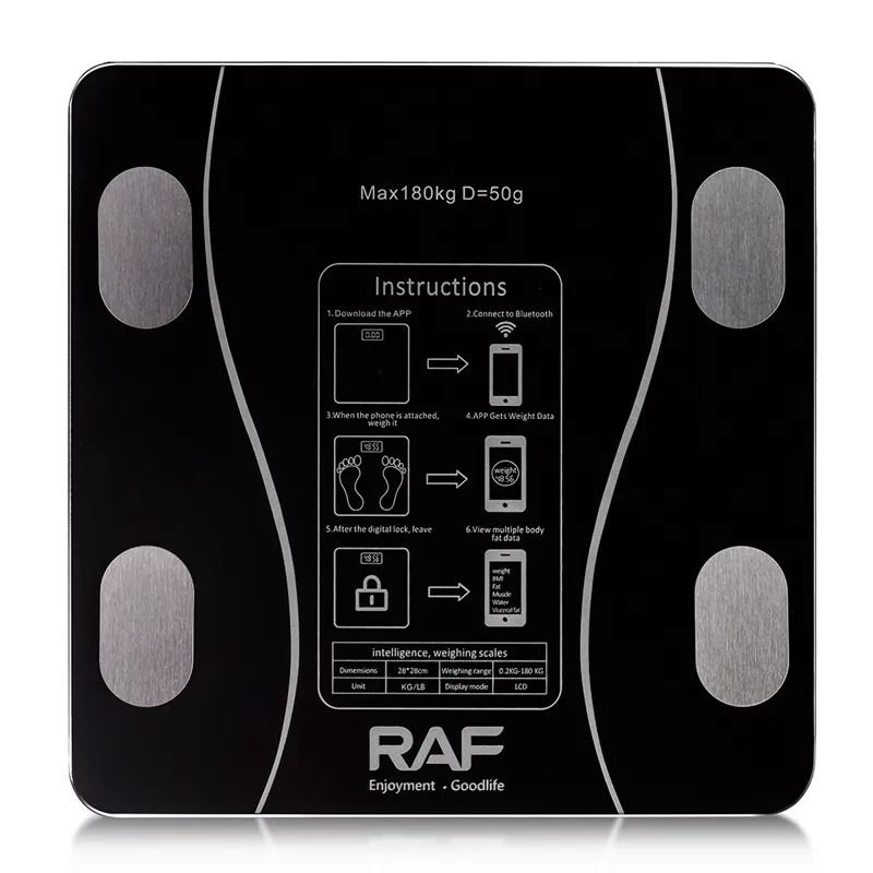 Cântar Electronic RAF din Sticlă Securizată pentru Persoane, Capacitate 180 kg - imagine 3