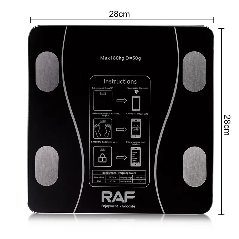 Cântar Electronic RAF din Sticlă Securizată pentru Persoane, Capacitate 180 kg - imagine 4