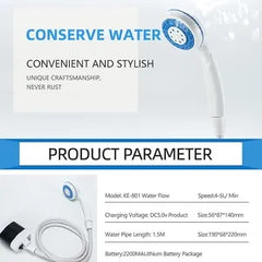 Duș Portabil de Camping cu Robinet Incorporat – Reîncărcabil USB, pentru Interior și Exterior