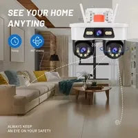 Camera WiFi cu 3 Lentile pentru Supraveghere Exterior și Monitorizare Inteligentă