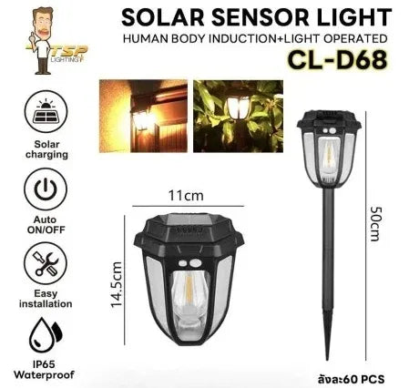 Lampă Solară 2-în-1 Stil Retro cu Țăruș pentru Grădină - imagine 3