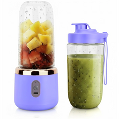 Mini Blender Portabil Electric cu Acumulator, 2 Recipiente, 6 Lame 3D, 400 ml, 40W