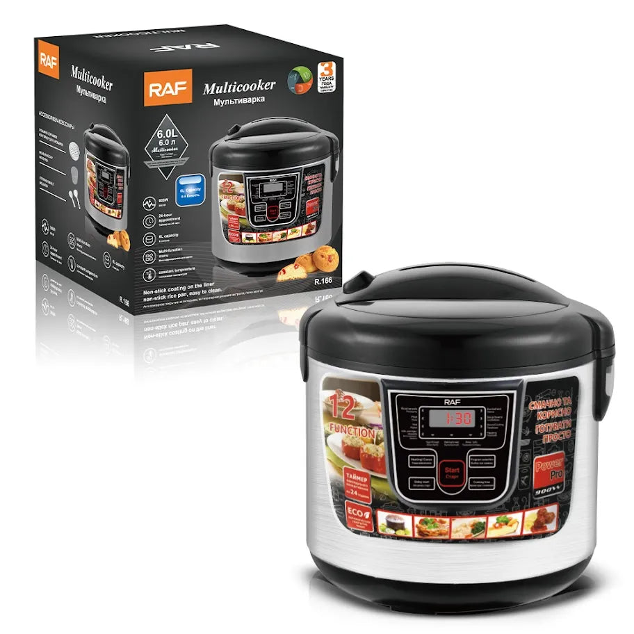 Multicooker Electric RAF 5L cu 12 Programe și Panou Digital Inteligent - Negru