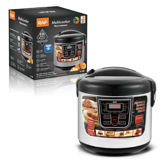 Multicooker Electric RAF 6L cu 12 Programe și Panou Digital Inteligent - Negru
