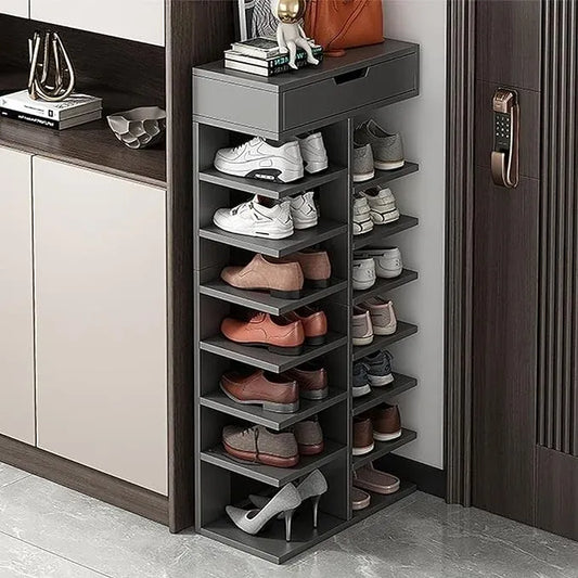 Pantofar Dublu Spatios cu 7 Etaje, Elegant si Versatil, Negru