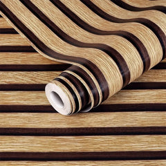 Tapet Autoadeziv Riflaj Decorativ, 45 cm x 10 m, Aspect Lemn 3D, pentru Mobilier, Pereți și Uși