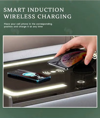 Noptieră cu Stație de Încărcare, Seif Ascuns și Iluminare LED Reglabilă în 3 Culori