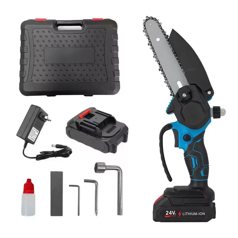 Mini Fierăstrău Electric 6" 48V cu 1 Acumulator și Rezervor Ulei