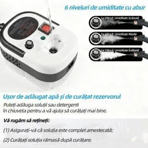 Aparat de Curățat cu Abur, 2500W, Rezervor 1L, 14 Accesorii, Presiune Înaltă, - imagine 4