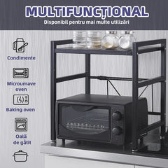 Raft Metalic Extensibil pentru Cuptor cu Microunde, Organizator Bucătărie Ajustabil