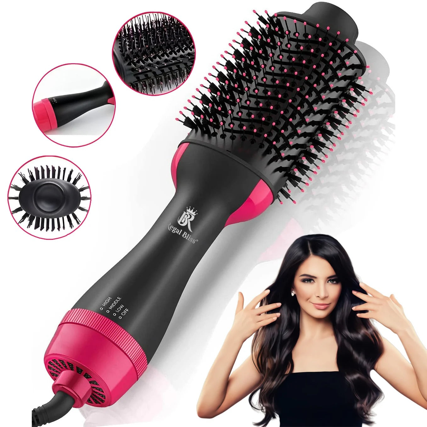 Perie Electrică pentru Păr Multifuncțională pentru Uscare și Coafare Rapidă