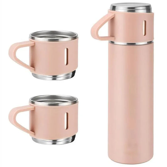 Set termos 500 ml cu 3 cesti din inox, ideal pentru calatorii si camping