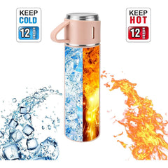 Set termos 500 ml cu 3 cesti din inox, ideal pentru calatorii si camping