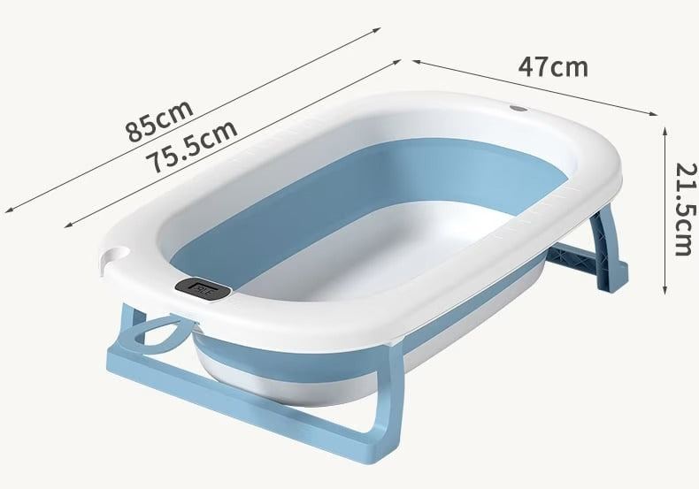 Cădiță Pliabilă pentru Bebeluși cu Termometru Digital și Design Ergonomic - imagine 2