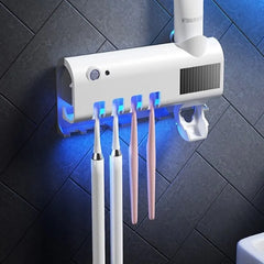 Dozator pastă de dinți cu sterilizare UV și suport periuțe