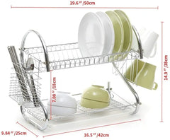 Suport Etajat pentru Uscarea Vaselor cu Tavă de Scurgere