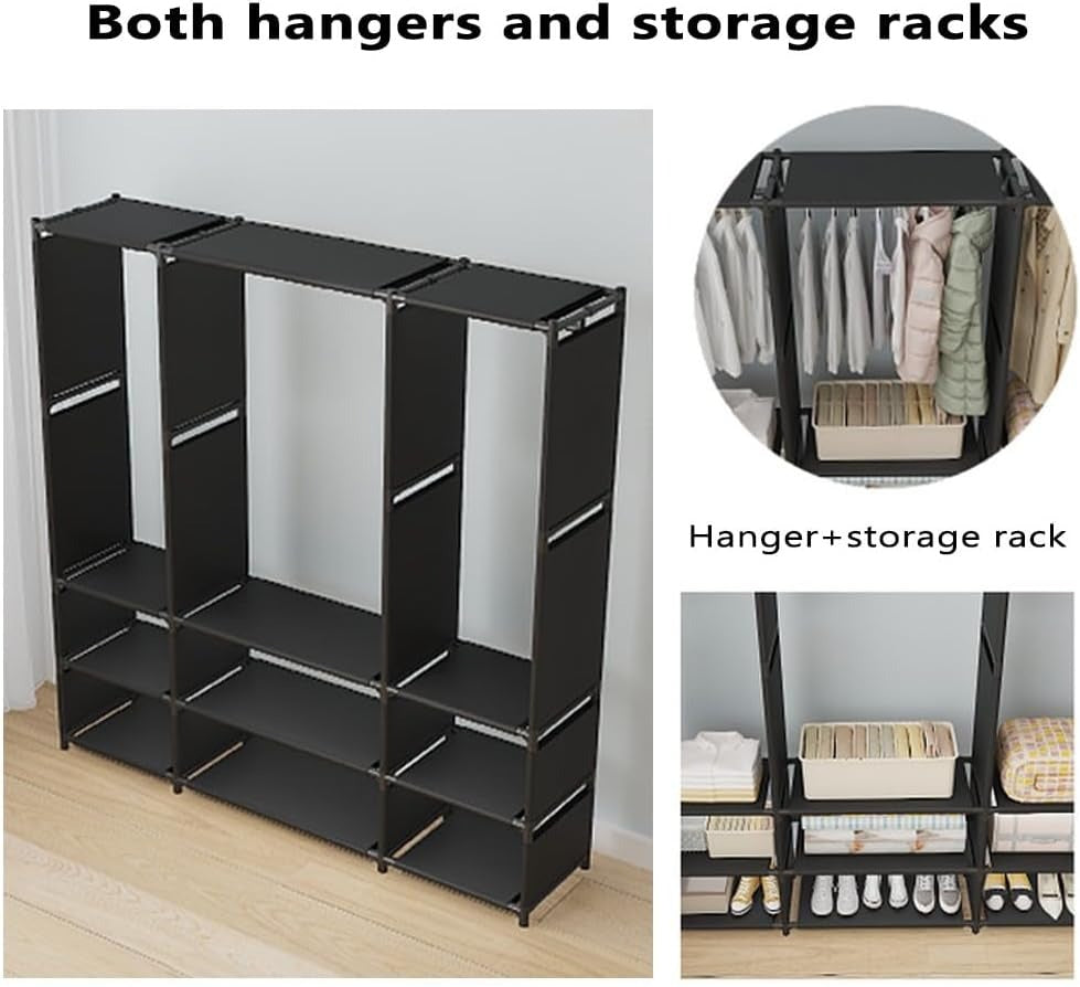 Dulap Textil Organizator pentru Haine cu Umeraș și Rafturi - imagine 3