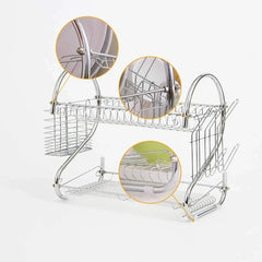 Suport Etajat pentru Uscarea Vaselor cu Tavă de Scurgere