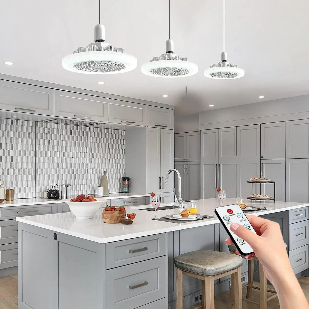 Lampa LED cu ventilator 30W si telecomanda pentru confort si iluminare - imagine 3