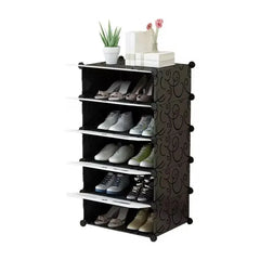 Dulap Modular pentru Încălțăminte cu 5 Niveluri, Design Portabil, cu Uși – 85 x 47 x 37 cm