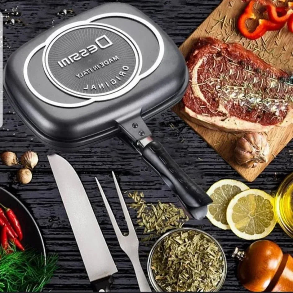 Tigaie Dublă cu Interior Antiaderent, Garnitură din Silicon, 36 cm - imagine 3