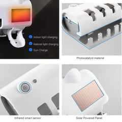 Dozator pastă de dinți cu sterilizare UV și suport periuțe