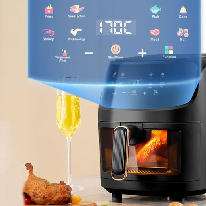 Friteuză cu Aer Cald 8L – 2400W, Touch LCD, Fără Ulei, Gătit Sănătos - imagine 2