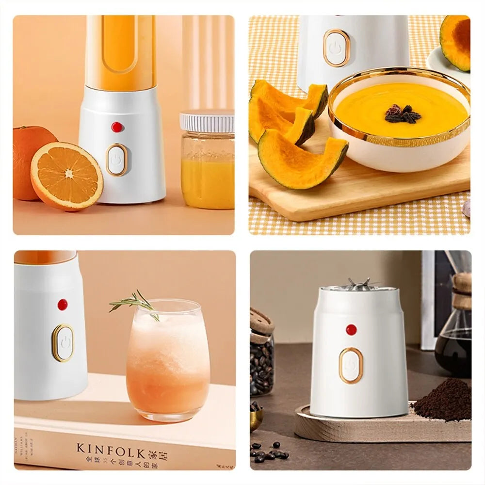 Set blender portabil 40W, 10 lame, 1500mAh, alb - imagine 4