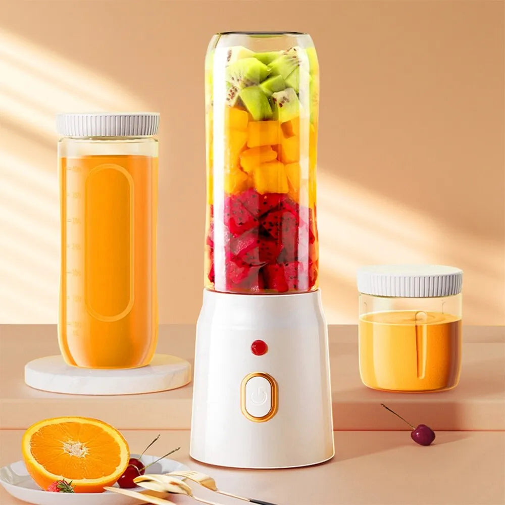 Set blender portabil 40W, 10 lame, 1500mAh, alb - imagine 2