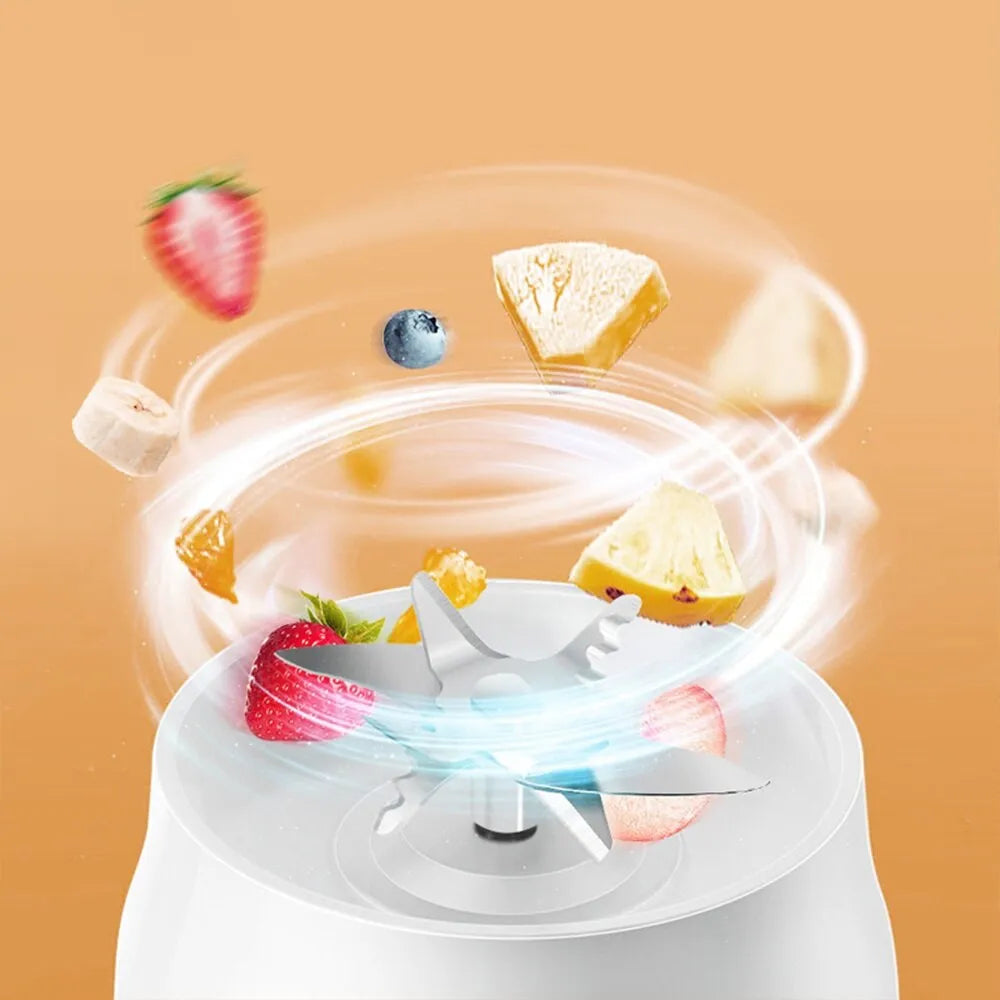 Set blender portabil 40W, 10 lame, 1500mAh, alb - imagine 3