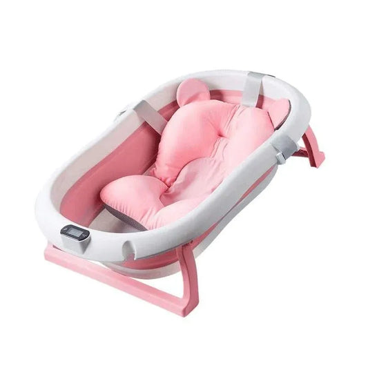 Cădiță Pliabilă pentru Bebeluși Premium cu Suport, Pernuță și Termometru Electronic