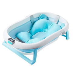 Cădiță Pliabilă pentru Bebeluși Premium cu Suport, Pernuță și Termometru Electronic