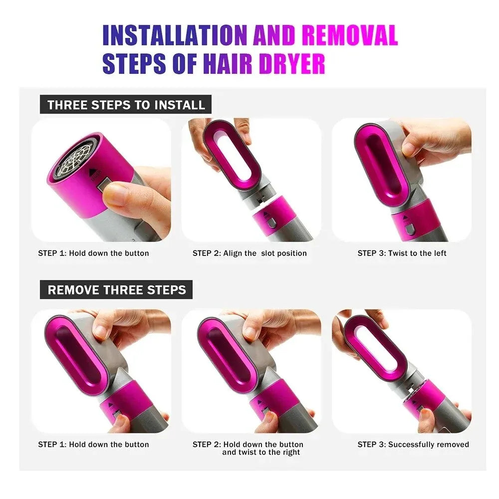Set Perie de Păr 5 în 1, 1000W – Uscare, Ondulare și Volum cu Capete Detașabile - imagine 4
