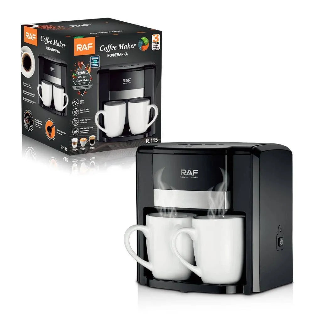 Mini Cafetieră Electrică, 600W, Cană din Sticlă, Filtru Reutilizabil, Design Compact