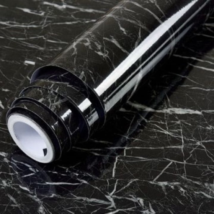 Autocolant marmura autoadeziv negru cu alb pentru decor elegant - imagine 5