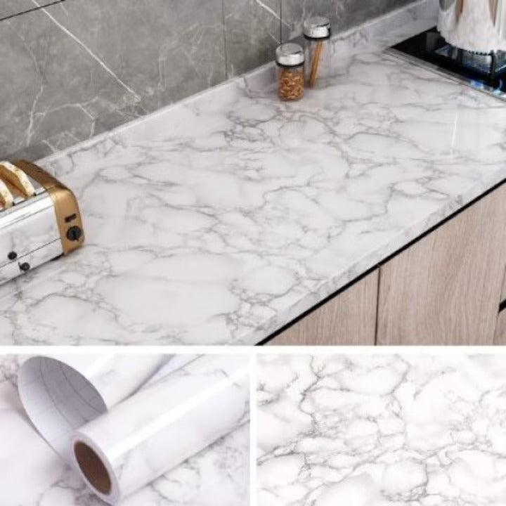 Autocolant marmura autoadeziv gri deschis pentru decor modern - imagine 6