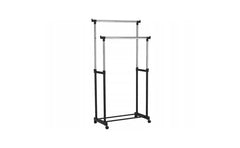 Suport Mobil Dublu Metalic pentru Haine cu Înălțime Reglabilă 86–161 cm