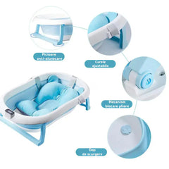 Cădiță Pliabilă pentru Bebeluși Premium cu Suport, Pernuță și Termometru Electronic