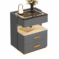 Noptieră Inteligentă cu Încărcare Wireless, Iluminare LED și 3 Sertare