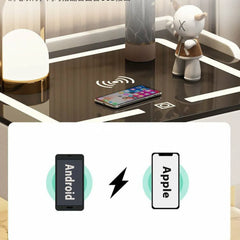 Noptieră Inteligentă cu Încărcare Wireless, Iluminare LED și 3 Sertare