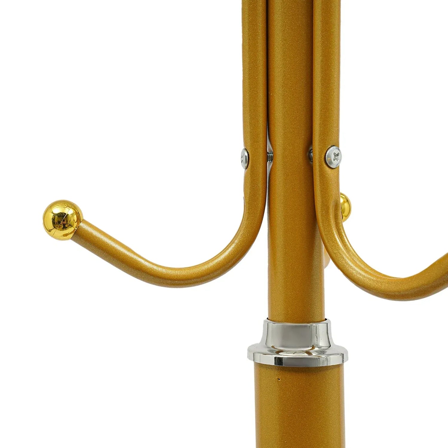 Cuier de Podea Metalic Auriu – 34 x 189 cm, cu Cârlige Multiple și 2 Rafturi de Depozitare - imagine 9