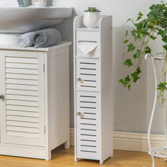 Dulap de Baie cu 4 Niveluri – 78 x 17 x 15 cm, PVC, Organizator Îngust pentru Spații Mici