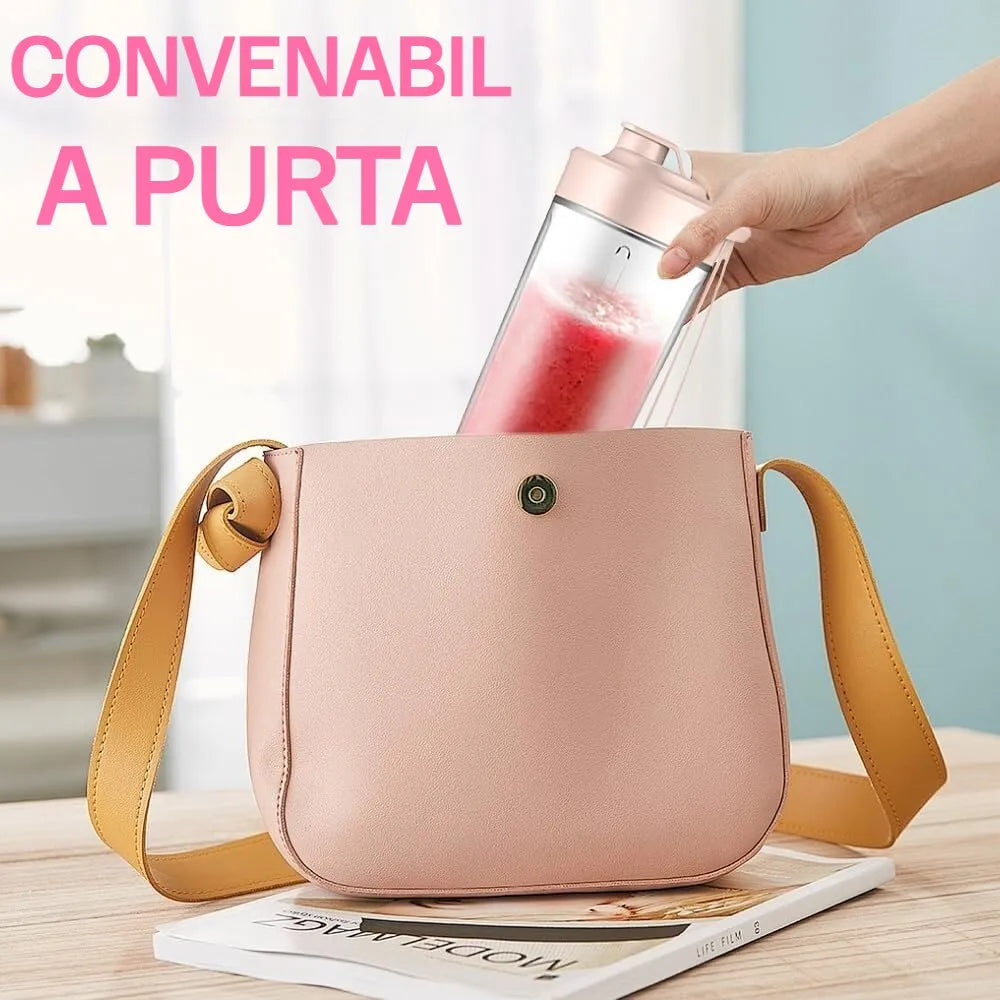 Mini Blender Portabil Electric cu Acumulator, 2 Recipiente, 6 Lame 3D, 400 ml, 40W - imagine 6