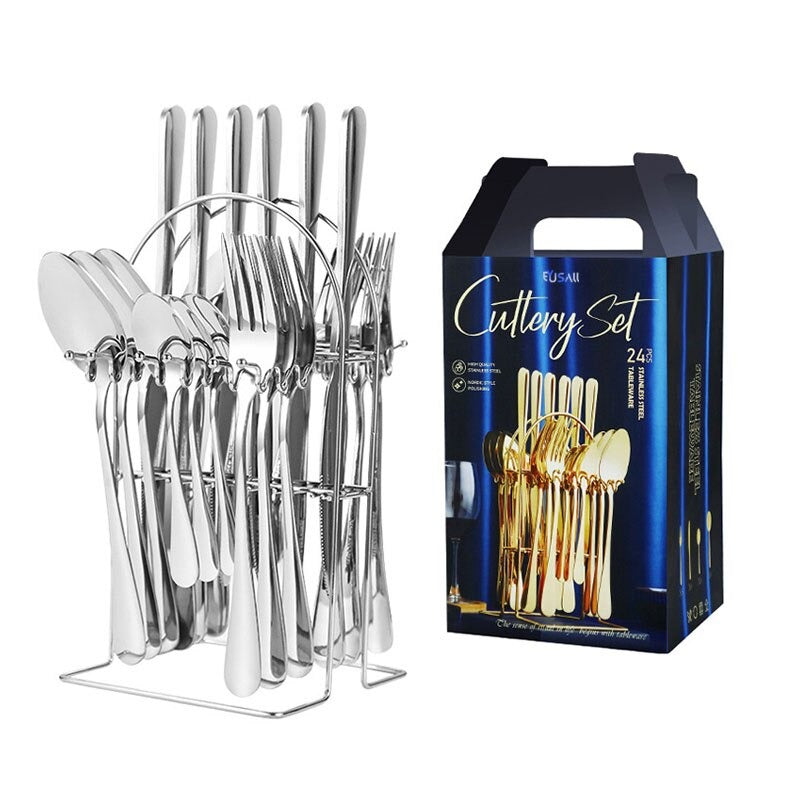Set Tacâmuri din Inox 24 Piese pentru 6 Persoane