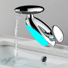 Baterie pentru Chiuvetă Baie cu 4 Moduri de Curgere, Cap Retractabil și Iluminare LED