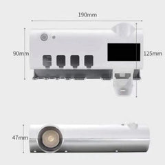 Dozator pastă de dinți cu sterilizare UV și suport periuțe