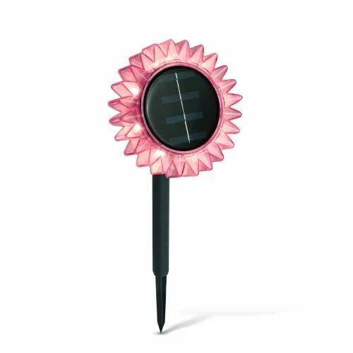 Lampă Solară de Grădină Floarea-Soarelui, LED Alb Cald, 35 cm, Roz