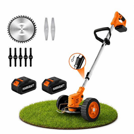 Motocoasă Electrică 48V, 4000mAh, 18.000 RPM, cu 2 Acumulatori și Roți Detașabile